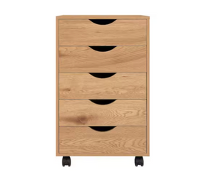MAYKOOSH 5-Drawer Rolling Storage Cart, Organizer, Lateral File Cabinet, Brown Natural Wood MAYKOOSH 5-Drawer Rolling Storage Cart, Organizer, Lateral File Cabinet, Brown Natural Wood