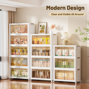 5 Pack Stackable Plastic Storage Bins with Wheels, for Kitchen, Bedroom, Bathrom, Living Room, Toys, Snacks, Books, 290QT, White 5 Pack Stackable Plastic Storage Bins with Wheels, for Kitchen, Bedroom, Bathrom, Living Room, Toys, Snacks, Books, 290QT, White