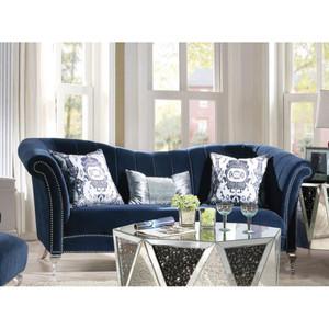 Jaborosa Sofa w/3 Pillows in Blue Velvet Jaborosa Sofa w/3 Pillows in Blue Velvet