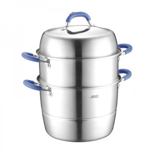 ASD, Three-layer multi-bottom stainless steel steamer, Heightened, Large capacity, No smell, Easy to store, 32cm ASD, Three-layer multi-bottom stainless steel steamer, Heightened, Large capacity, No smell, Easy to store, 32cm