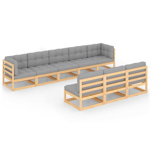 8 Piece Garden Lounge Set with Cushions Solid Pinewood 8 Piece Garden Lounge Set with Cushions Solid Pinewood