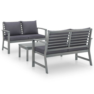 3 Piece Garden Lounge Set with Cushion Solid Acacia Wood Gray 3 Piece Garden Lounge Set with Cushion Solid Acacia Wood Gray