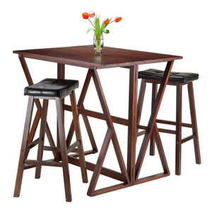Harrington 3-Pc Drop Leaf High Table, 2-29" Cushion Saddle Seat Stools Harrington 3-Pc Drop Leaf High Table, 2-29" Cushion Saddle Seat Stools