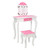 Wooden Vanity Set with Tri-Fold Mirror and Chair Table & Stool Set, Pink/White  YJ Wooden Vanity Set with Tri-Fold Mirror and Chair Table & Stool Set, Pink/White  YJ