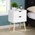 Side Table with 2 Drawer and Rubber Wood Legs, Mid-Century Modern Storage Cabinet for Bedroom Living Room Furniture, White Side Table with 2 Drawer and Rubber Wood Legs, Mid-Century Modern Storage Cabinet for Bedroom Living Room Furniture, White