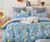 Floral 100% Cotton Reversible Comforter Set, Blue Floral 100% Cotton Reversible Comforter Set, Blue