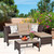 3 Pieces Outdoor Patio Corner Rattan L-Shape Sofa Set, Turquoise, Beige, Gray