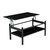 Glass Lift Top Coffee Table, Modern Simple 2-Layer Tempered Glass Coffee Table for Living Room, Black