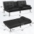 Flamaker Futon Sofa Bed Modern Folding Futon Set Faux Leather Convertible Recliner Lounge for Living Room with 2 Cup Holders, Black