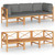 3-Seater Patio Sofa with Gray Cushions Solid Teak Wood 3-Seater Patio Sofa with Gray Cushions Solid Teak Wood