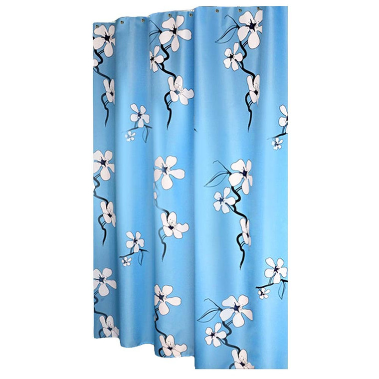 Flower Shower Curtain, Blue,  Waterproof, 180x180 cm