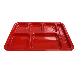 14-1/2" x 10" x 7/8", Right Hand 6 Compartment Tray, Pure Red Color - 12/case