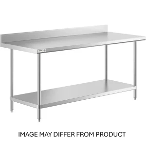 SS430 Table top/splash board under shelf Galvanized leg 430 Dimensions: 72" x 30" x 34" + 4"