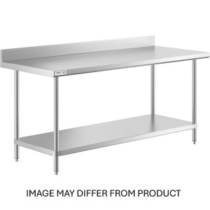 Table top/splash board: SS430 under shelf/leg SS430 Dimensions: 30" x 30" x 34" + 4"
