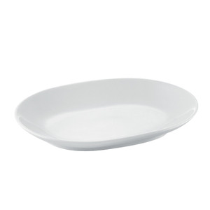 Super White Porcelain Coupe D-End Platter 6 1/8" - 3dz/case