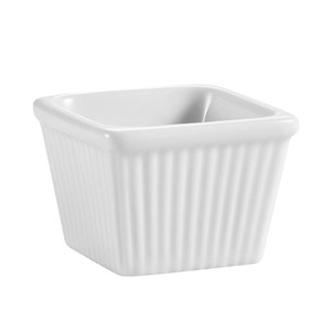 Porcelain Ramekin Square Fluted 4oz PW 2 7/8" - 4dz/case
