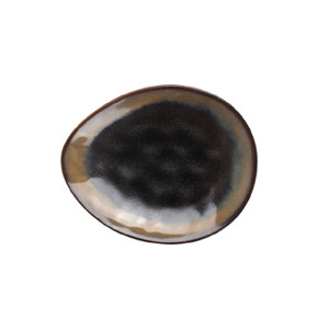 Reactive Glaze Porcelain Venus Triangular Dish Midnight Black/Desert Beige 5" - 3dz/case