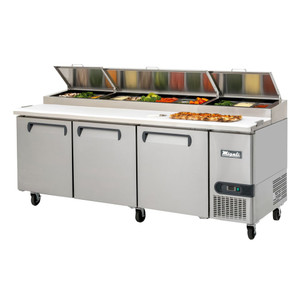 Migali Industries C-PP93-HC 93 Inch Three-section Refrigerated Counter Pizza Prep Table
