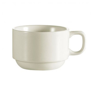 Rolled Edge Stackable Cup – 7 oz., Ivory (American White), China, 36/Case