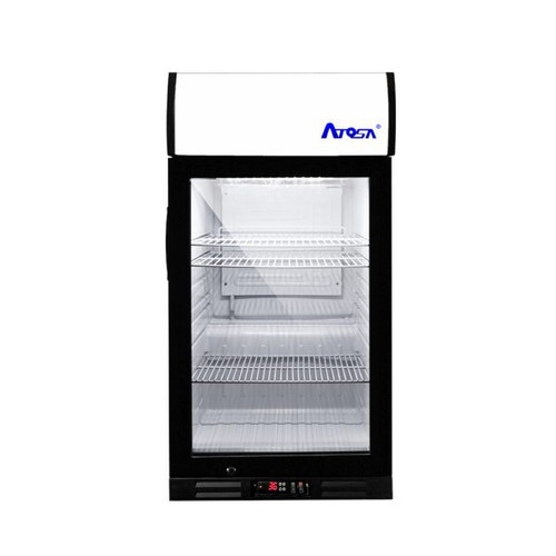 Countertop Glass Door Merchandisers w/ Display Panel & Digital Thermostat