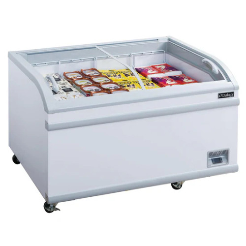 56" Commercial White Mobile Chest Freezer w/ (4) Baskets