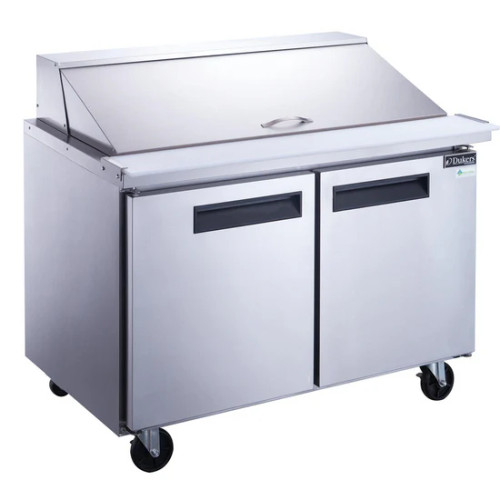 48" 2-Door Commercial Food Prep Table Refrigerator in Stainless Steel with Mega Top