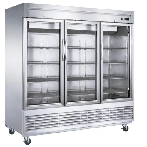 83" Bottom Mount Glass 3-Door Commercial Reach-in Refrigerator