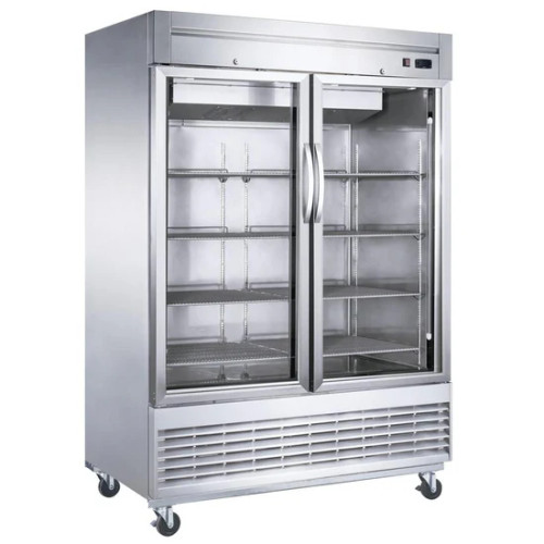 55" Bottom Mount Glass 2-Door Commercial Reach-in Freezer