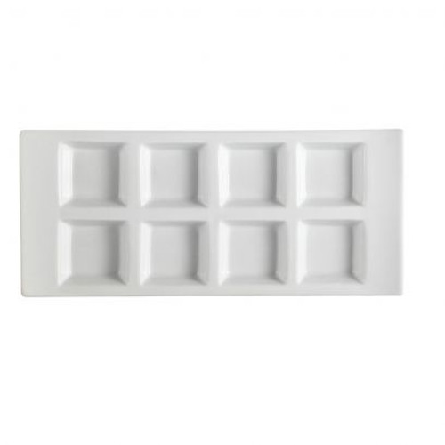 Rectangular 8-Compartment Tasting Tray – 13 1/2", 1 oz. x 8, Porcelain, 12/Case
