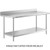 SS430 Table top/splash board under shelf Galvanized leg 430 Dimensions: 84" x 30" x 34" + 4"