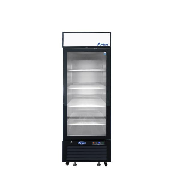 Black Cabinet One (1) Glass Door Merchandiser Cooler 27" Hinged