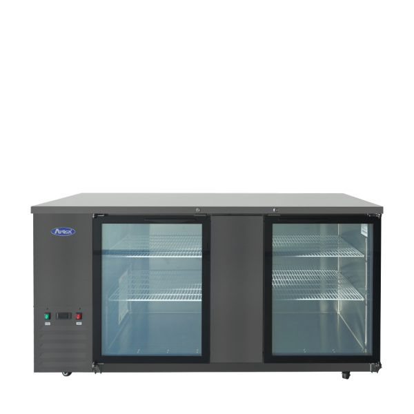 69″ Black Shallow Depth Back Bar Cooler with Glass Doors