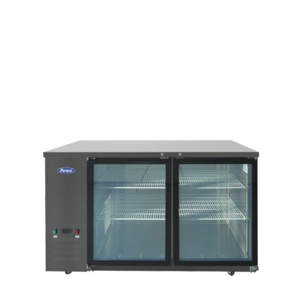 59″ Black Shallow Depth Back Bar Cooler with Glass Doors
