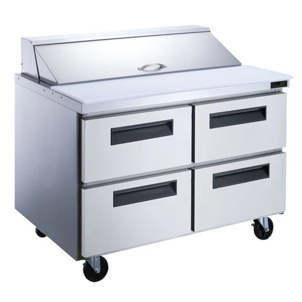 48" 4-Drawer Commercial Food Prep Table Refrigerator in Stainless Steel
