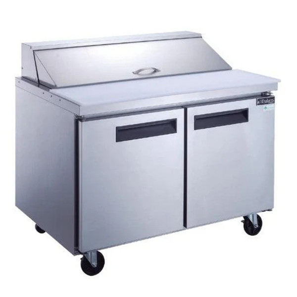 60" 2-Door Commercial Food Prep Table Refrigerator in Stainless Steel