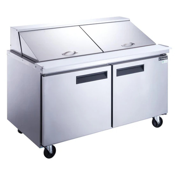 60" 2-Door Commercial Food Prep Table Refrigerator in Stainless Steel with Mega Top