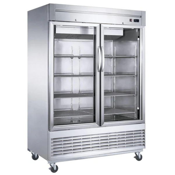 55" Bottom Mount Glass 2-Door Commercial Reach-in Refrigerator