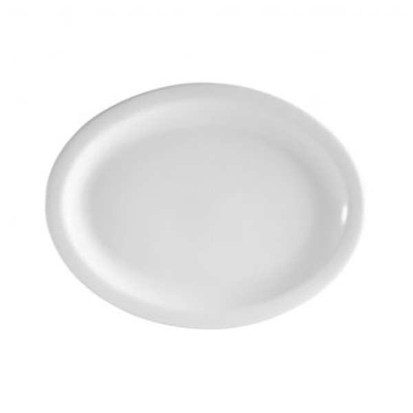 Narrow Rim Oval Platter – 11 1/2" x 9 1/8", Super White, Porcelain, 12/Case