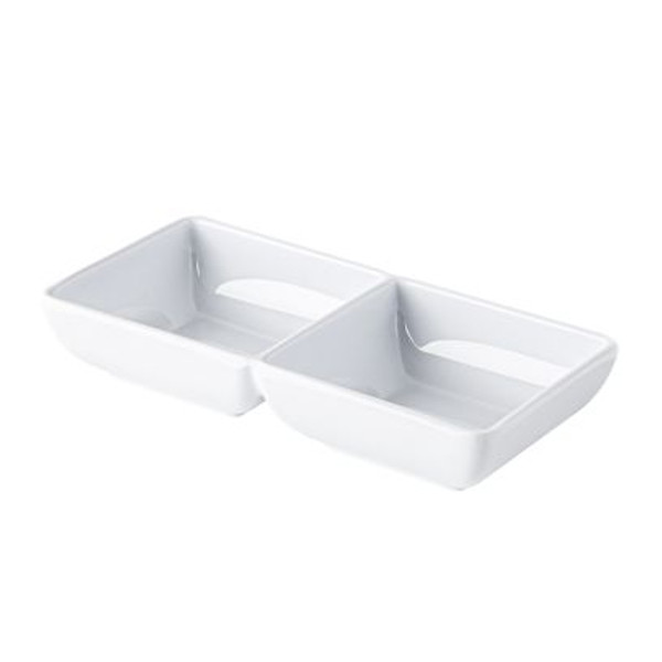 2-Compartment Dish – 5 oz., White, Rectangular, 48/Case