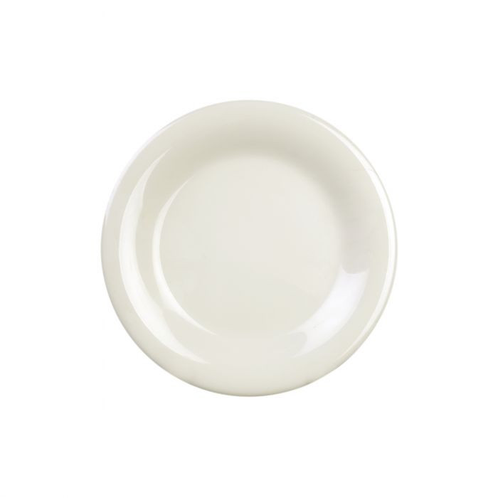 10-1/2" Diameter x 7/8" Height, Wide Rim Plate, Ivory - 12/case