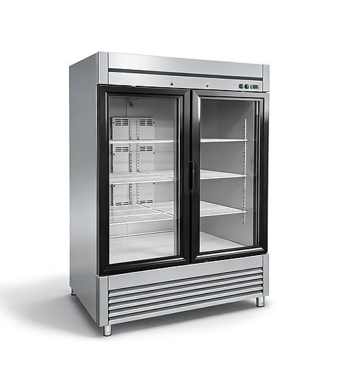 VF-49G2 - Bottom Mount (2) Glass Door Freezer Dimensions: 54 1/8" x 31 1/2" x 82"