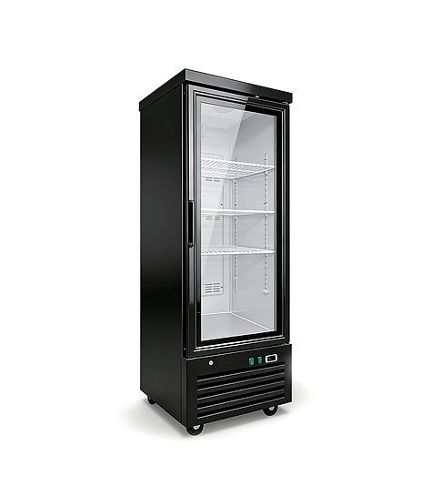 Bottom Mount (1) Glass Door Freezer - Black Cabinet Dimensions: 27 3/16" x 31 1/2" x 82"