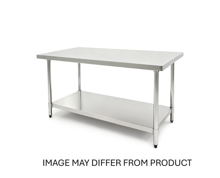 Work Table top board: SS430 under shelf/leg SS430 Dimensions: 96" x 30" x 34"