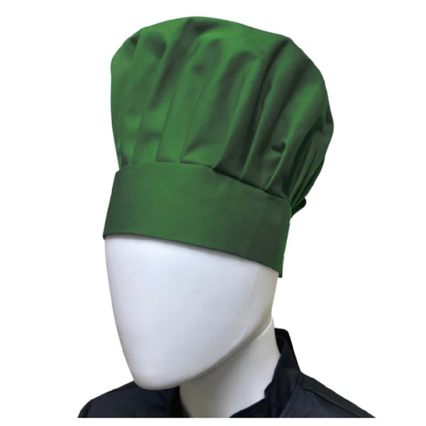 Chef Regalia, Adjustable Velcro Closure Chef Hats, One size fits most. 65/35 Poly/Cotton, 13.5" High Overall. Green/EACH
