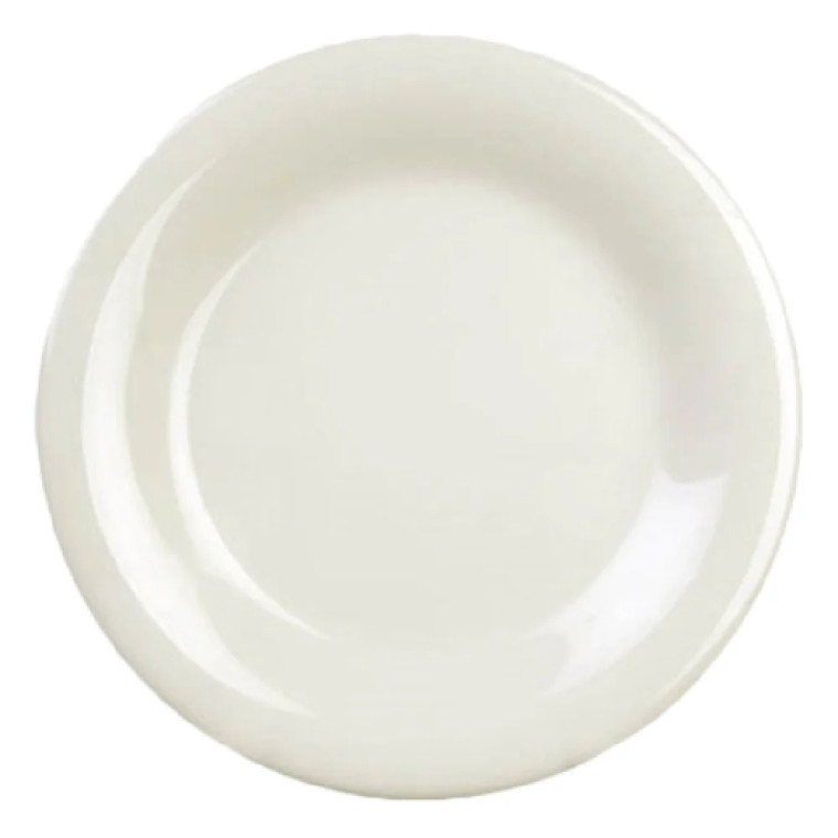 9-1/4" Diameter x 7/8" Height, Wide Rim Plate, Ivory Color/DOZEN