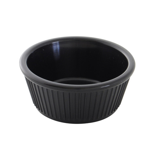 3-1/2 oz, 3-3/8" Diameter x 1-3/7" Height, Fluted Ramekin, Black Color, Acrylonitrile Styrene/DOZEN