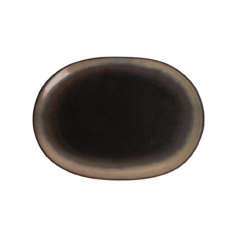 Reactive Glaze Porcelain Venus Platter Midnight Black/Desert Beige 10" - 1dz/case