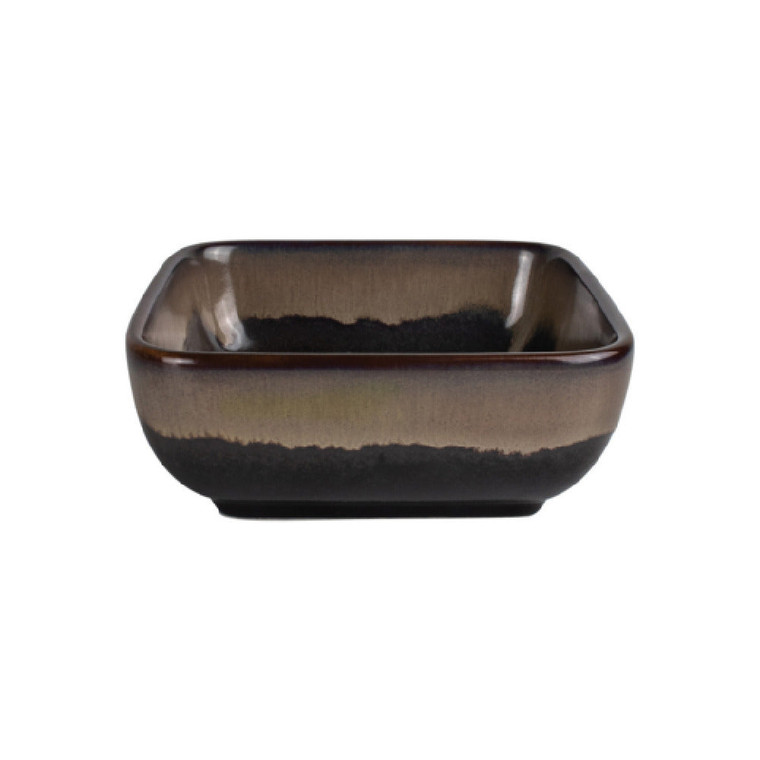 Reactive Glaze Porcelain Venus Square Bowl Midnight Black/Desert Beige 9oz 4 1/2" - 3dz/case