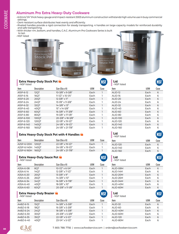 Stock Pot AL Xtra. Hv-Dty. 6mm 80QT , 1ea/cs