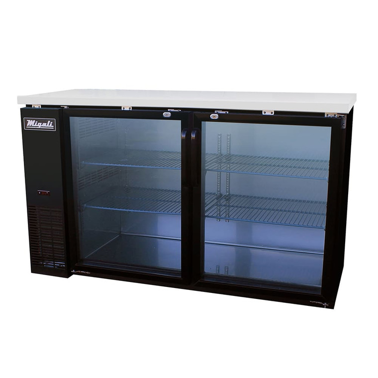 Migali Industries C-BB60G-HC 60 Inch Two-section Refrigerated Back Bar Cabinet with Locking Doors